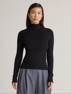Featherweight Cashmere Ribbed
Mockneck Sweater
